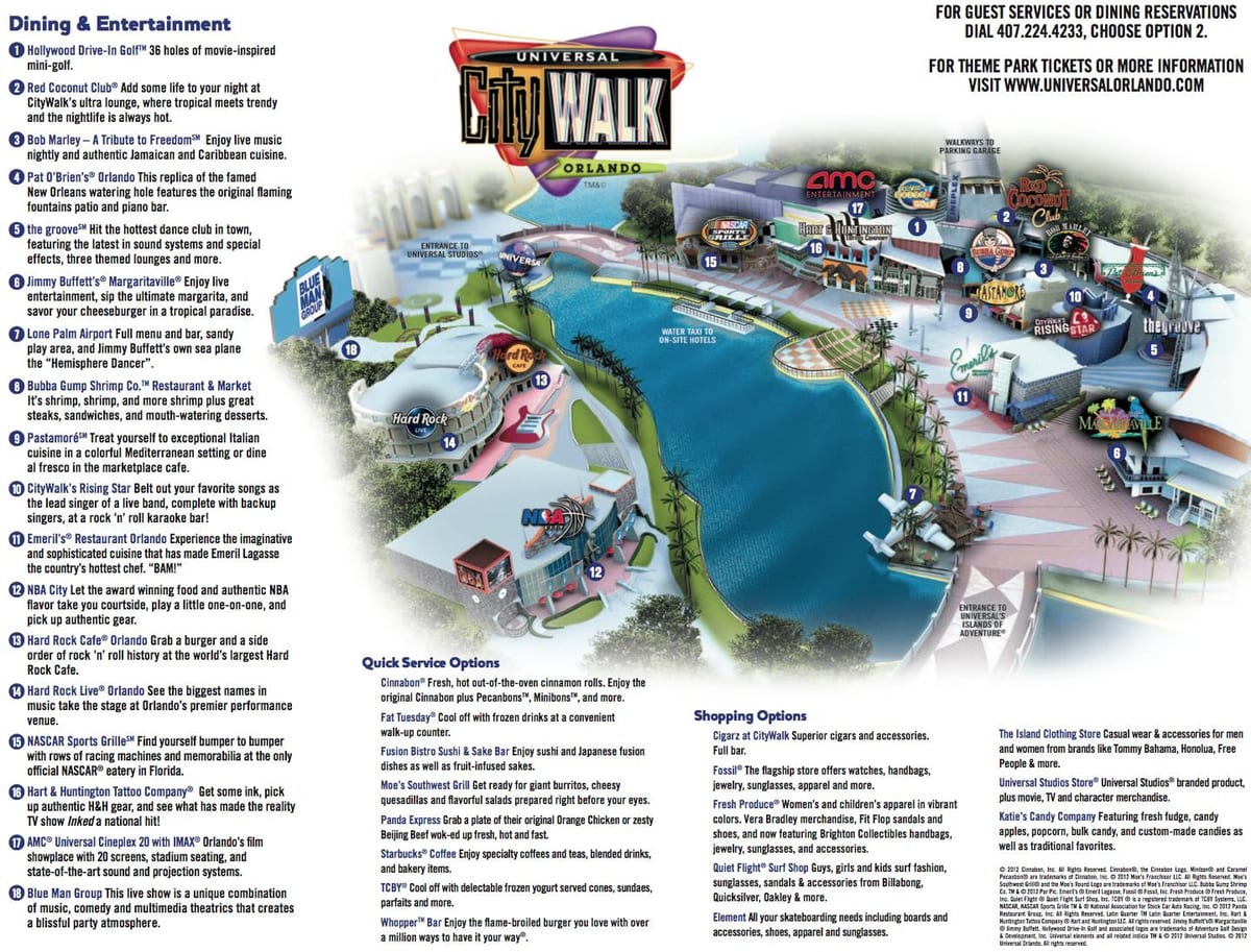Universal Orlando citywalk kort