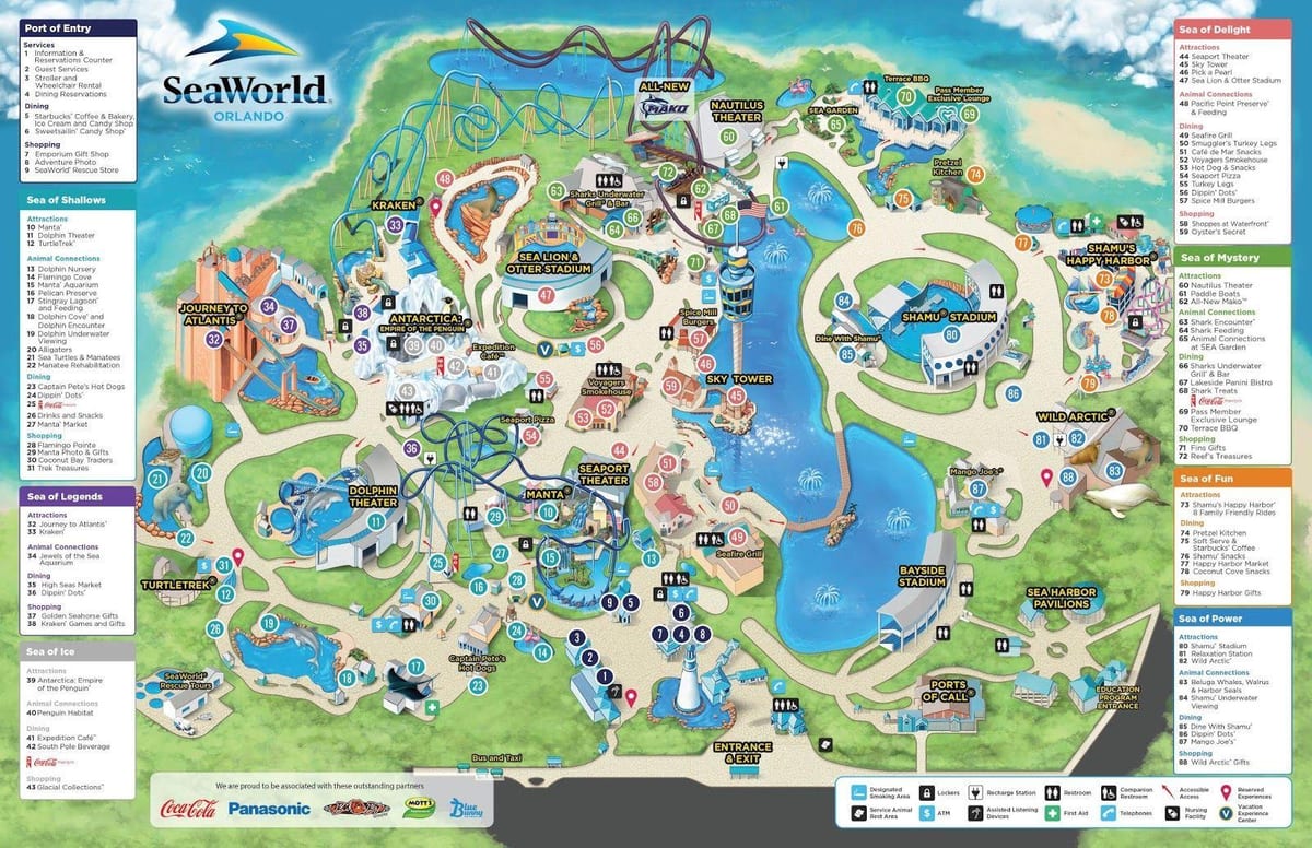 kort over Seaworld Orlando