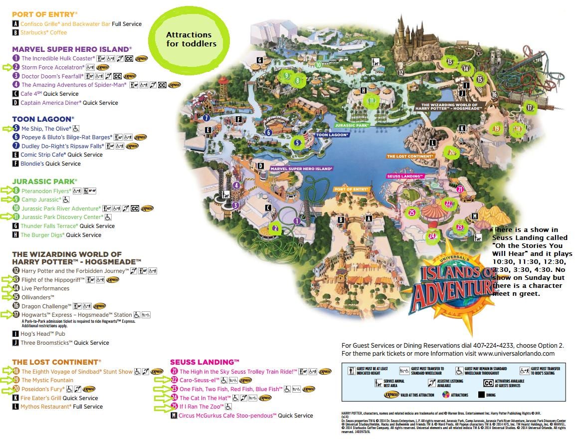 Universal Studios, Islands of Adventure kort