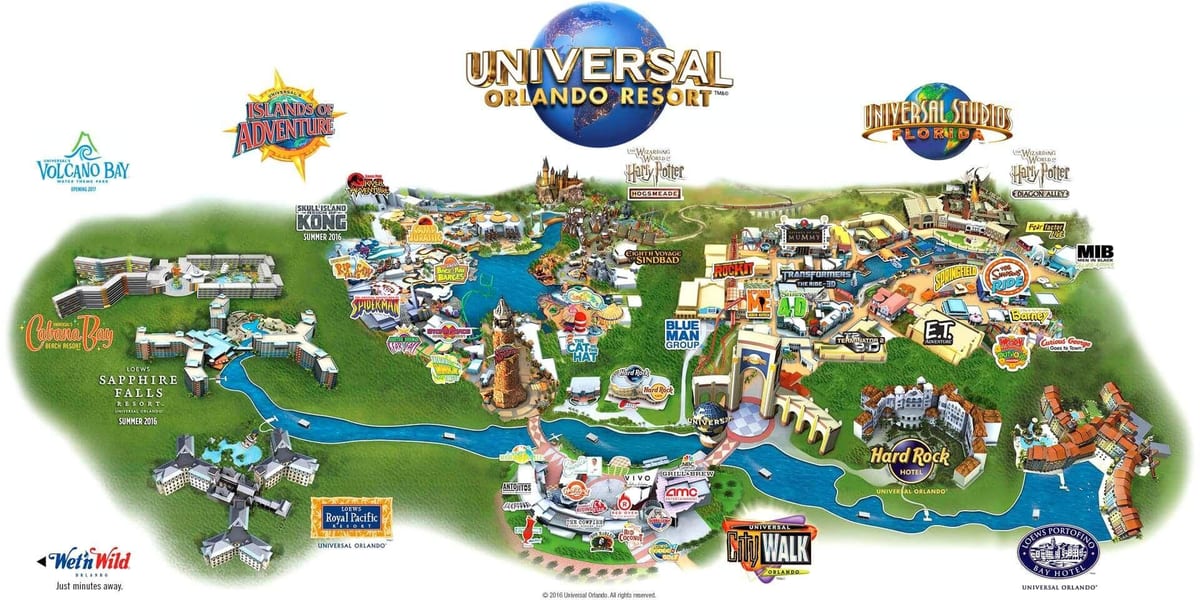 kort over Universal Orlando