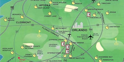 Kortet over Orlando-golfbaner